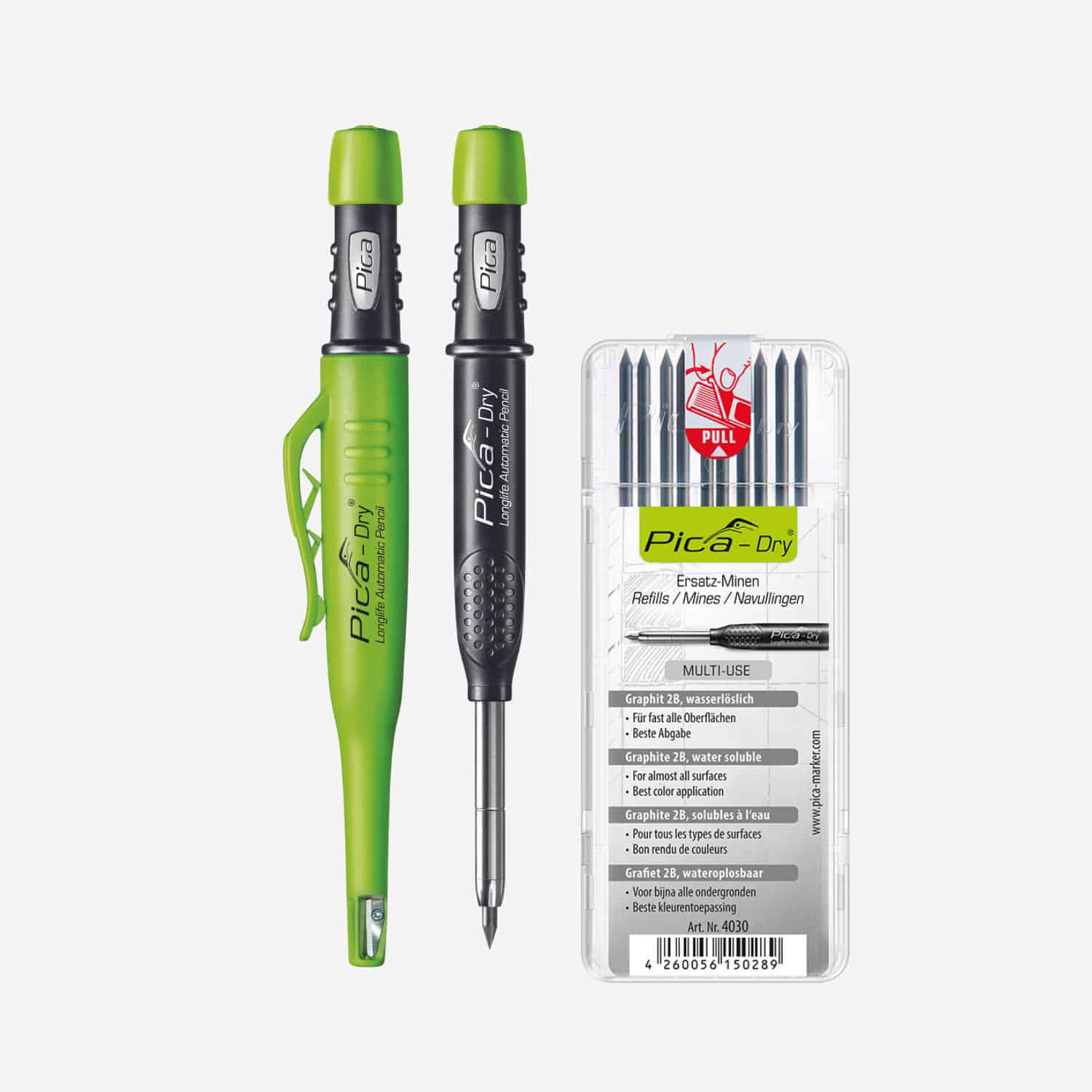 Portaminas Carpintero Pica Dry + 10 Minas De Recambio Grafito 2B