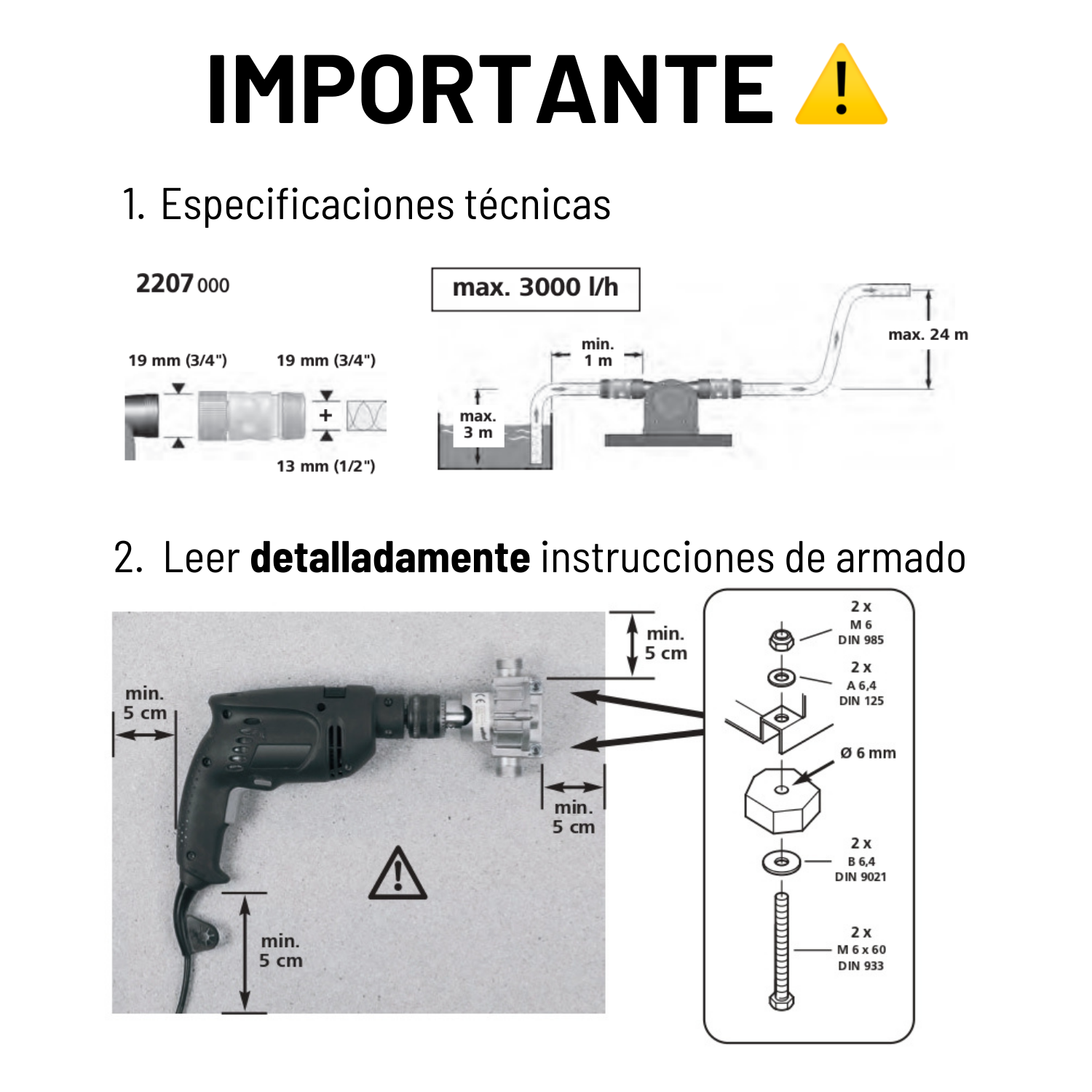 Bomba De Agua Wolfcraft Para Taladros (3000 L/h)