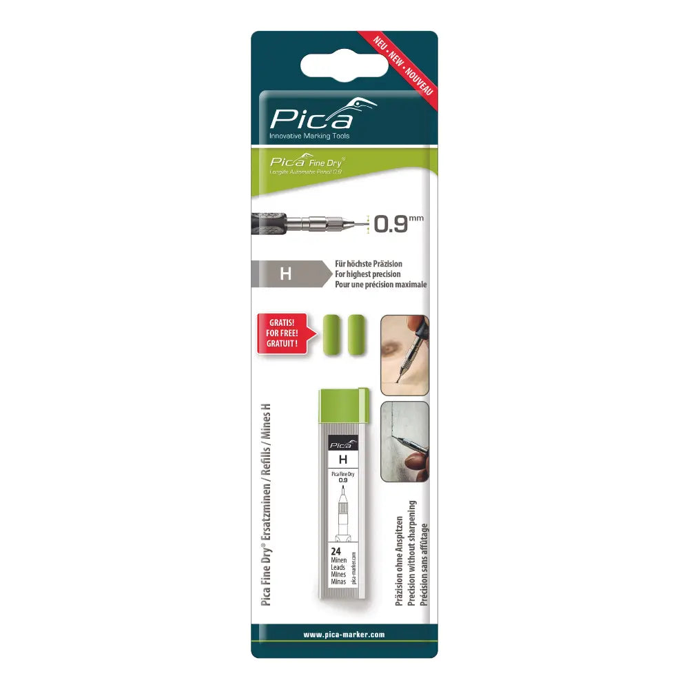 Minas De Recambio Grafito H - Pica Fine Dry (24u) + 2 Gomas
