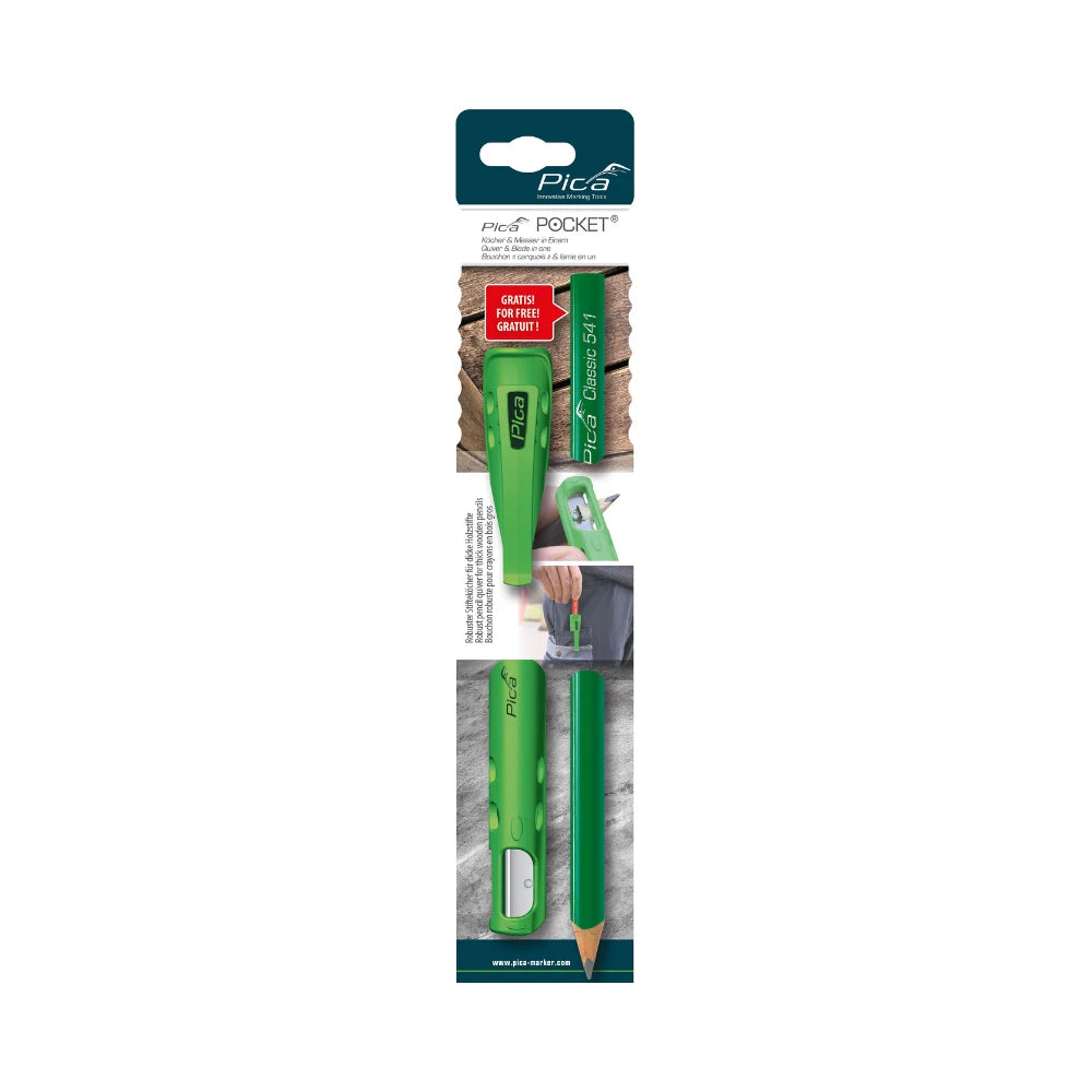Pack Funda Y Sacapuntas Pica Pocket + Lápiz Carpintero 10H