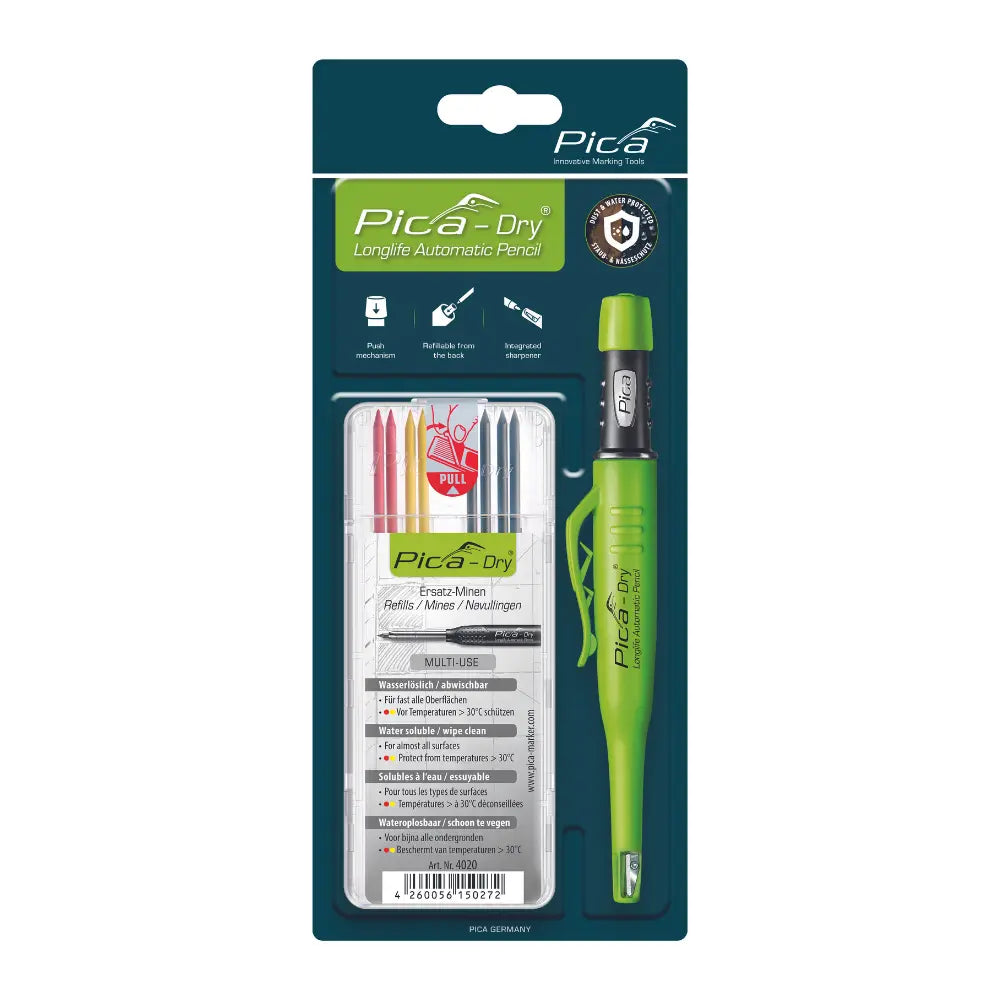 Portaminas Carpintero Pica Dry + 8 Minas De Recambio Surtidas