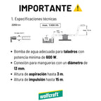 Bomba de Agua Wolfcraft Para Taladro (1300 l/h)