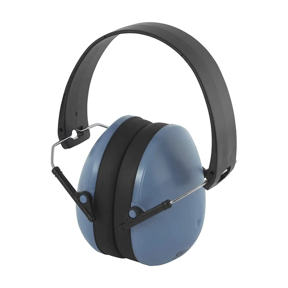 Sobre un fondo blanco, audífonos wolfcraft on ear de color azul