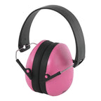 Audífonos wolfcraft de color rosa mostrando su diadema ajustable y sobre un fondo blanco